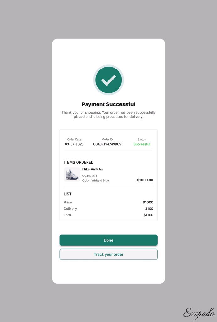 pelumiadegbuji's tweet image. Success isn't just about the transaction,it's about the seamless experience that follows. I redesigned this clean Payment Success UI as today's design challenge. What do you think? #DailyUI #UXDesign 

Original design.          My Redesign.
