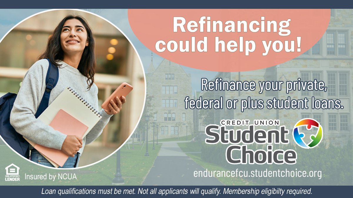 The spring semester is gearing up! It's not too late to refinance those student loans with Student Choice! Visit our website and see what we can do for you! endurancefcu.studentchoice.org for full details and to apply!