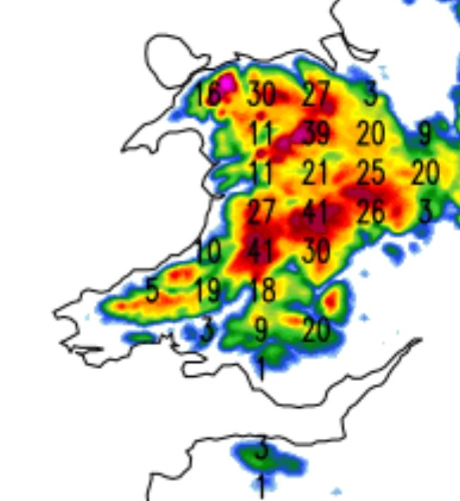 Latest forecast snow depths by early Friday from the Met Office UV model. Don't take it too literally but gives you an idea. Some low lying areas near the coast will have plain rain or sleet. On higher ground some large falls of snow, especially >200m, 650ft. Berwyns and Powys.