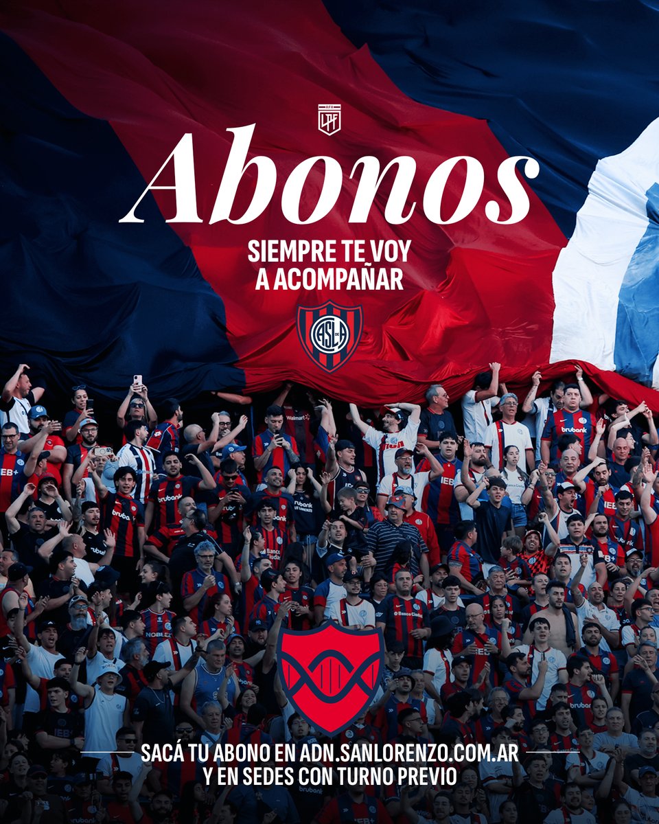 🎟️ ¡RENOVÁ TU ABONO YA!

San Lorenzo lanza la venta de Abonos "Siempre te voy a acompañar" para el primer semestre de 2026. Esta primera etapa es para renovaciones y se extenderá hasta el 18/1. A su vez, el expendio para nuevos abonados/as se habilitará el 12/1.

🏟️ ¡Asegurá tu