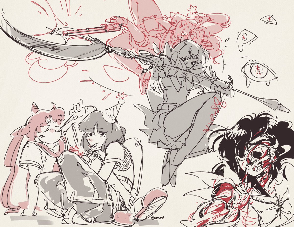 Hotaru bday sketches 🥳+ bonus Chibiusas