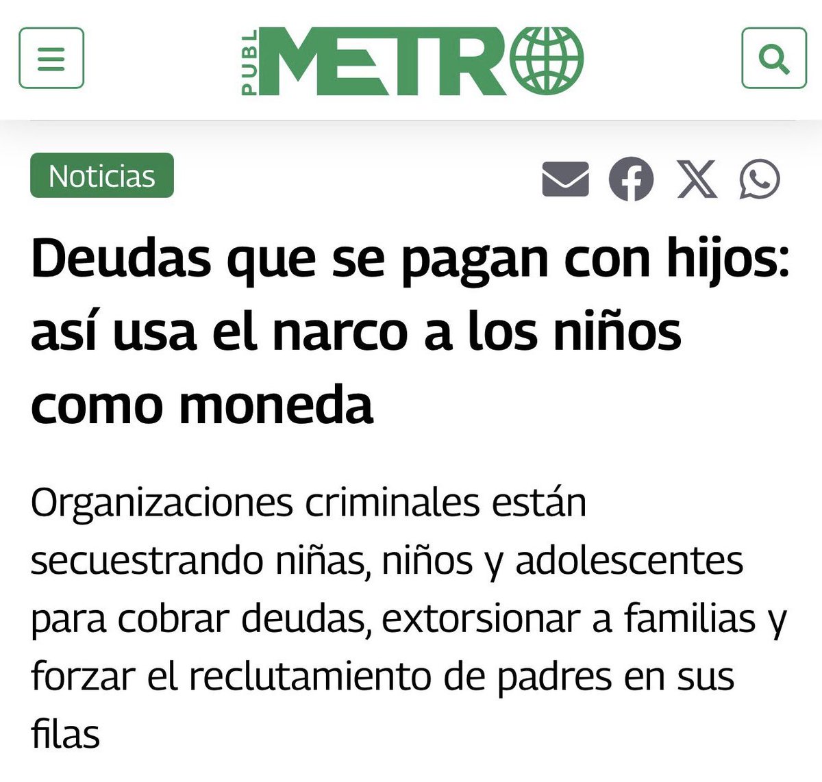 Lo que hoy vemos en México es inaceptable: el crimen organizado secuestrando niñas y niños para cobrar deudas y presionar familias. ¿Dónde está el gobierno? ¿Dónde está la autoridad que juró proteger al pueblo?

Esto no puede seguir. No podemos permitir que los delincuentes