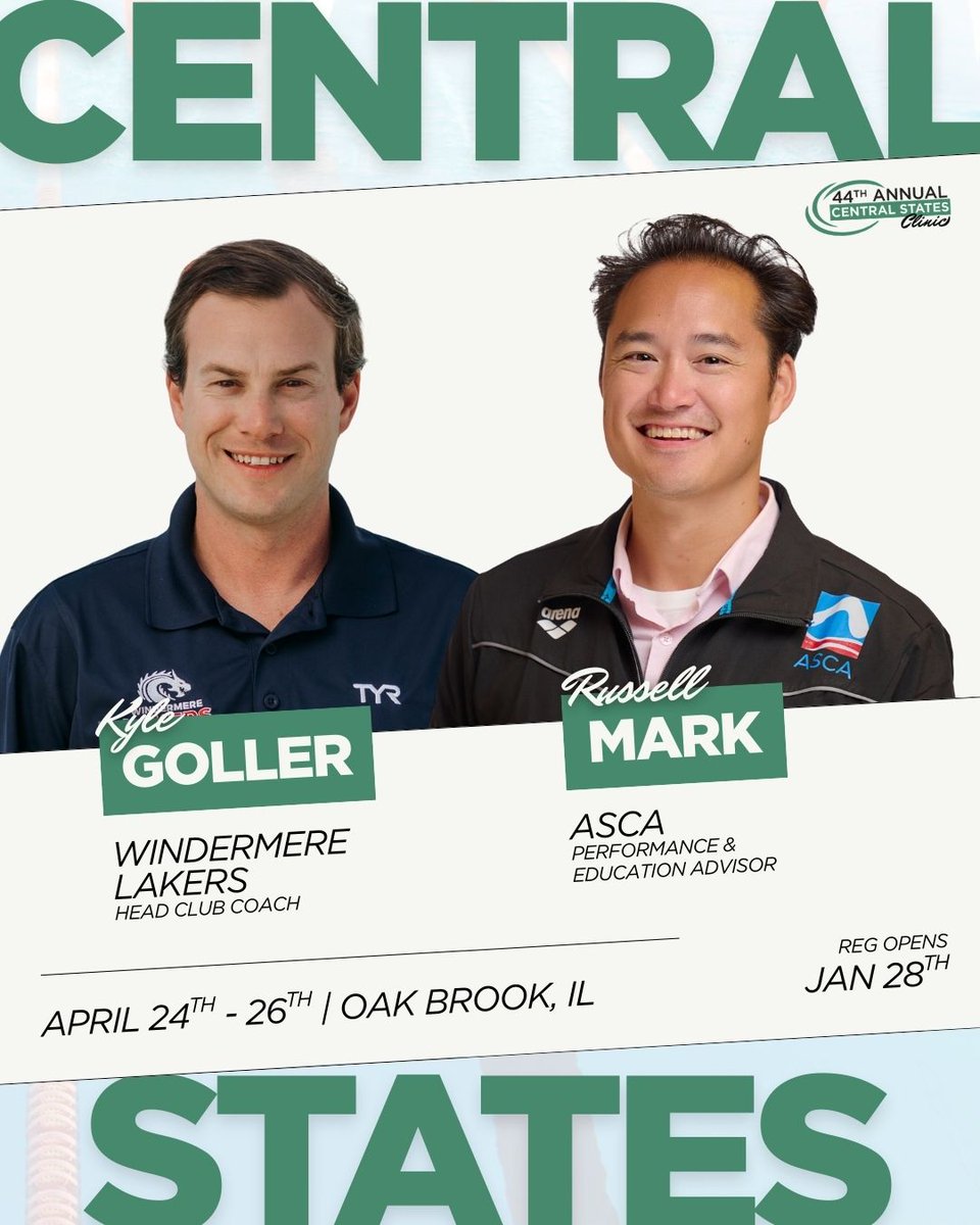 We're excited to announce that Kyle Goller and Russell Mark are a part of our incredible speaker lineup for Central States! They're joining Carol Capitani, Russ Kasl, and Alexis Keto in Oak Brook, IL. This is a clinic you won't wanna miss!!

Athletes, don't think we forgot about