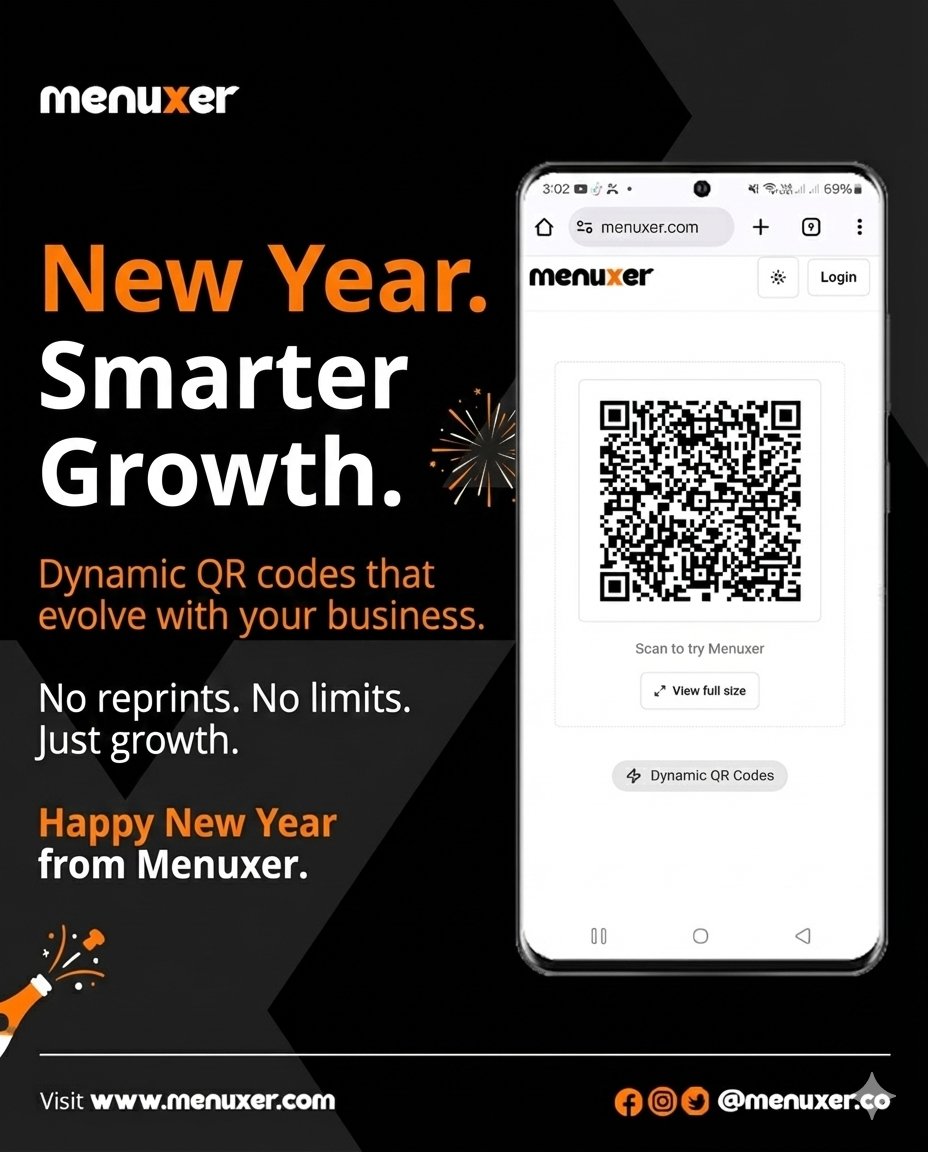 menuxer_co's tweet photo. Limitless growth is within reach.
In 2026, elevate your business with dynamic QR codes that keep up with your progress.
No reprints. No limits. Just growth. 🚀 #Menuxer #BusinessGrowth #2026Goals https://t.co/zt30FPdmxS