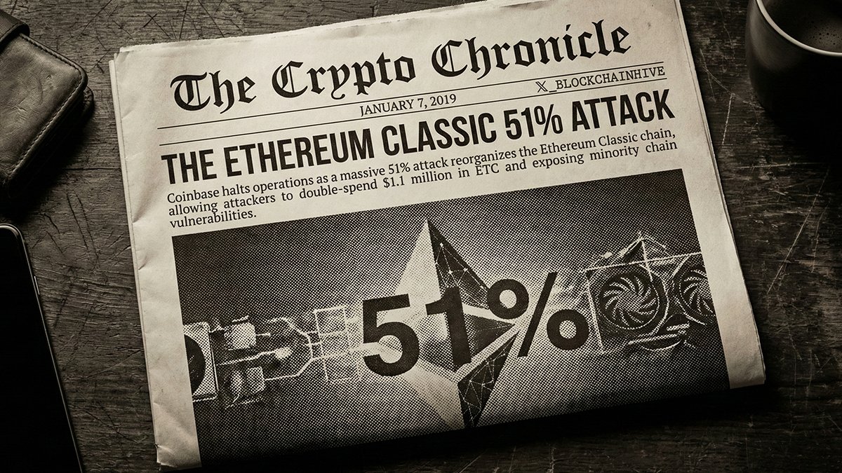 📜 FROM THE ARCHIVES 📜 📉SECURITY BREACH January 7, 2019: Coinbase halts Ethereum  Classic operations as a massive 51% attack reorganizes the chain, allowing  attackers to double-spend $1.1 mill in ETC. The