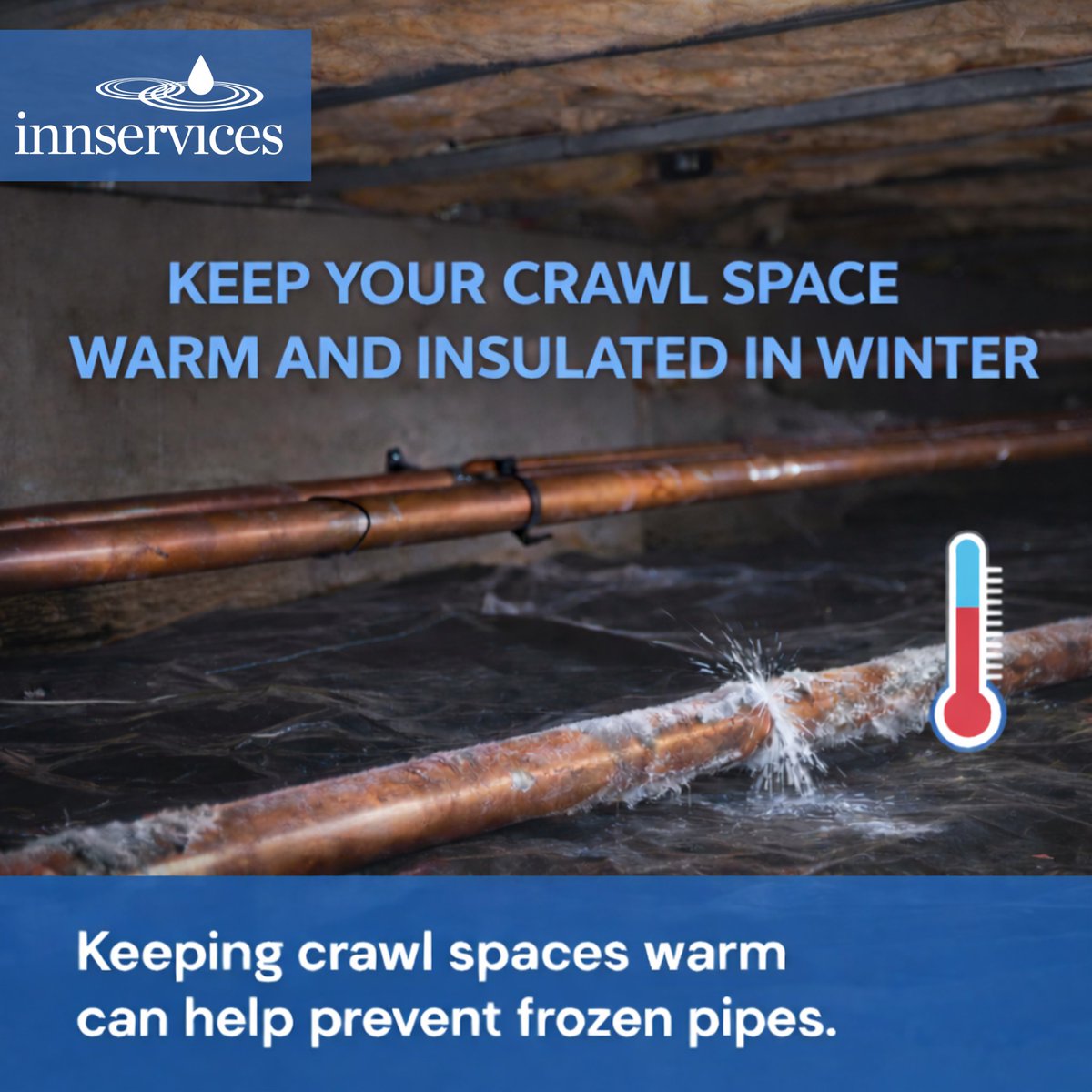 In winter, cold crawl spaces can lead to frozen pipes, moisture issues, and heat loss in your home. Keeping these spaces warm and protected helps support reliable water service, improves comfort, and prevents avoidable damage in colder months.  #CrawlSpaceInsulation