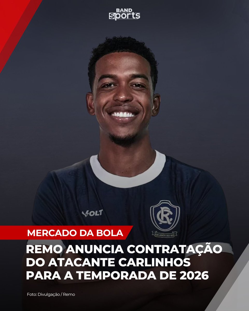 bandsports's tweet photo. REFORÇO NA ÁREA! 💸✅ O Remo oficializou a chegada do atacante Carlinhos, de 28 anos, por empréstimo do Flamengo. O jogador chega sem custos de transferência, com o Remo assumindo integralmente os salários. Bom negócio, torcedor?

#BandSports #Carlinhos #ClubeDoRemo #MercadoDaBola