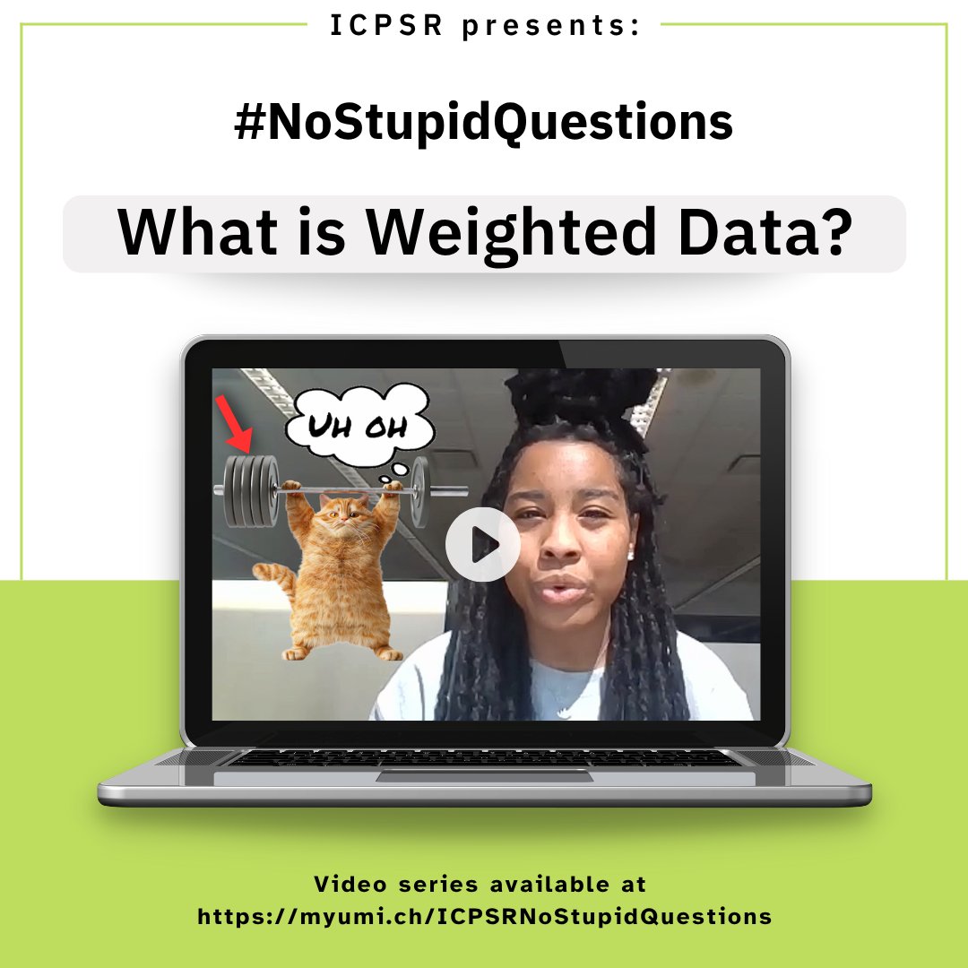 ICPSR's tweet image. ❓Unweighted data are like unbalanced barbells.

Want to know how? Check out our NoStupidQuestions series here: myumi.ch/ICPSRNoStupidQ…

#ICPSR #NoStupidQuestions #SocialScience #Data