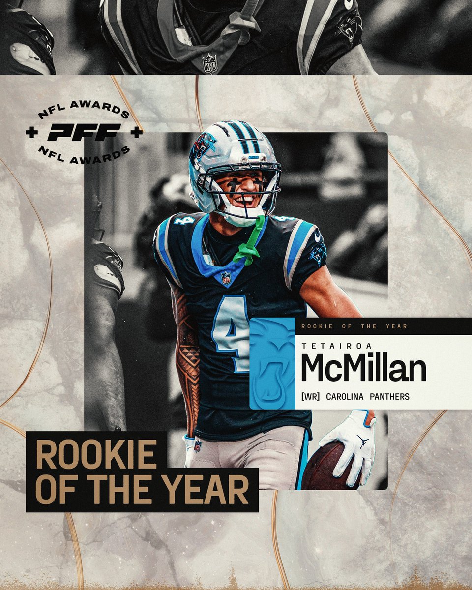 Tetairoa McMillan: PFF’s Rookie of the Year 🏆

- 1014 receiving yards (1st among rookies)
- 7 receiving TDs (1st)
- 55 first down receptions (1st)