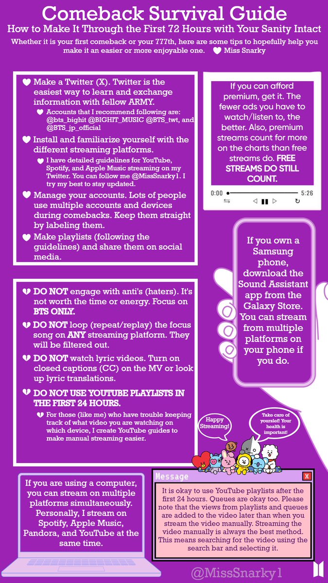 Comeback Survival Guide. 2026 version. Both horizontal and vertical versions. Watermarked, so feel free to spread wherever. Spotify, YT, and AM specific guidelines to come in the next few days.