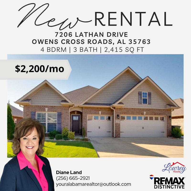 DistinctiveHSV's tweet image. Now available in Owen Cross Roads! This gorgeous 4BD/3BA home offers 2,415 sq. ft. of comfortable living for $2,200/mo. Spacious, well-kept, and move-in ready—schedule your showing today! #RemaxDistinctive #LowreyTeam #abovethecrowd