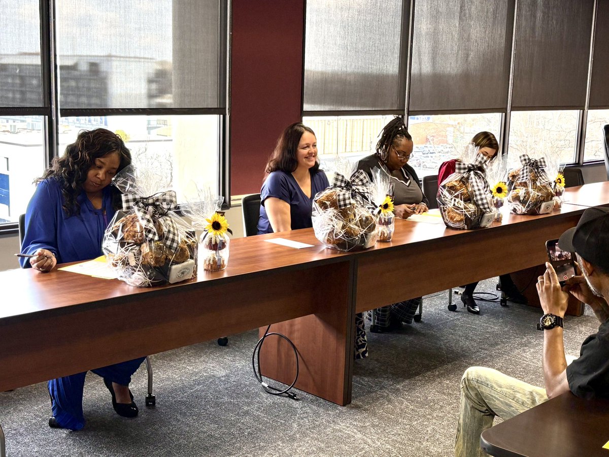 BibbSchools's tweet photo. We celebrated the signing of our Grow Your Own Para to Teacher Program today! Five paraprofessionals signed partnership agreements to complete teacher certification with Bibb Schools’ support. #Built4Bibb💛🖤 https://t.co/oC1CvpR5tJ