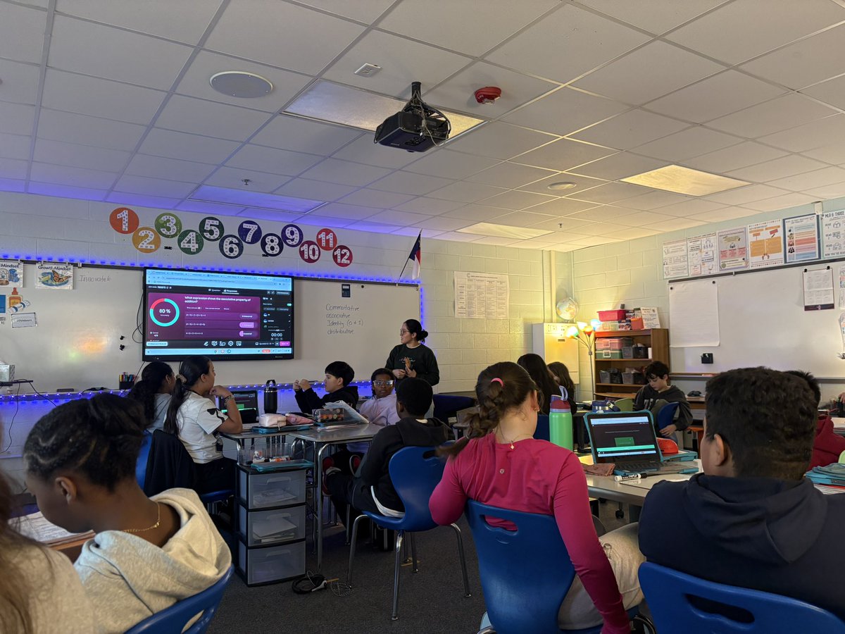 BrendanFetters's tweet photo. .@CMMSCougars 6th grade Math with Ms. Ruiz in action! Students mastered properties of operations, rocked Math stations and aced a quick quiz — all with high energy and tech integration. 

#BelieveInOurBrillance https://t.co/35cFESHn31