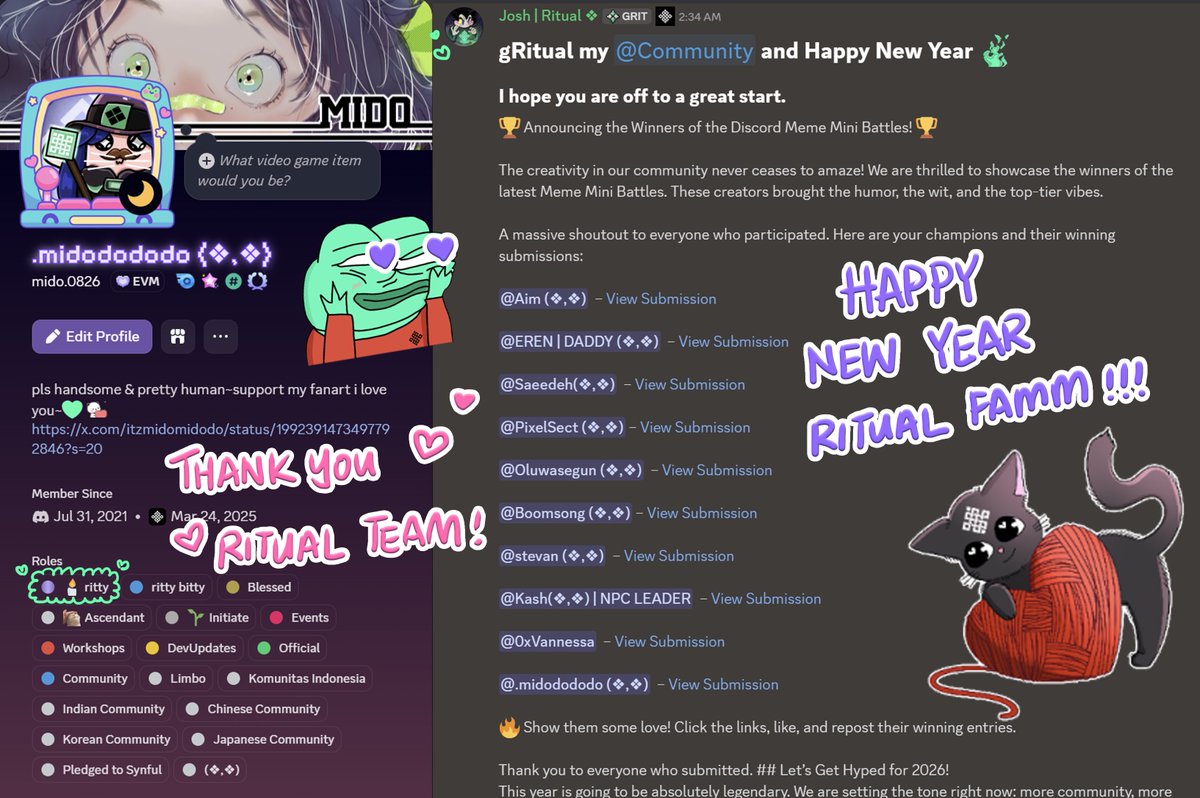 YOOOOO!!! FAMMM!!! 
LOOK AT THISS~!!😍🤩
I got ritty~! omgosh~! 
thank you handsome <a href="/joshsimenhoff/">Josh (❖,❖)</a> ! &amp; the whole <a href="/ritualfnd/">Ritual Foundation</a> team~💚
especially <a href="/Kash_060/">Kash (❖,❖)</a> <a href="/mongdiny7/">Claire (❖,❖)</a> always support me during event🥰
thx to whole community being so warmly to support my ritual fanart!💚💙