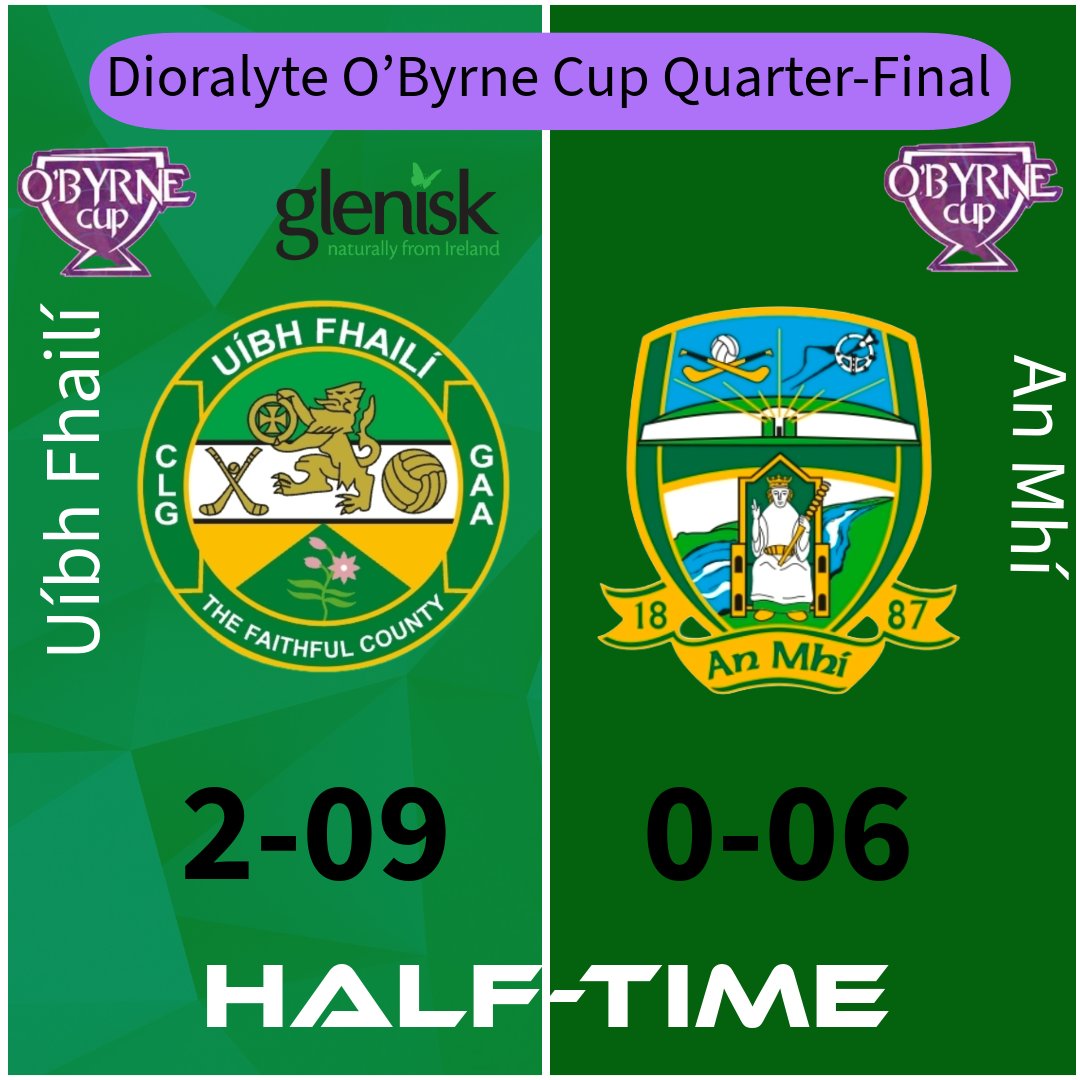 Offaly_GAA's tweet image. Half Time. Dioralyte O’Byrne Cup Quarter-Final 

@Offaly_GAA v @MeathGAA