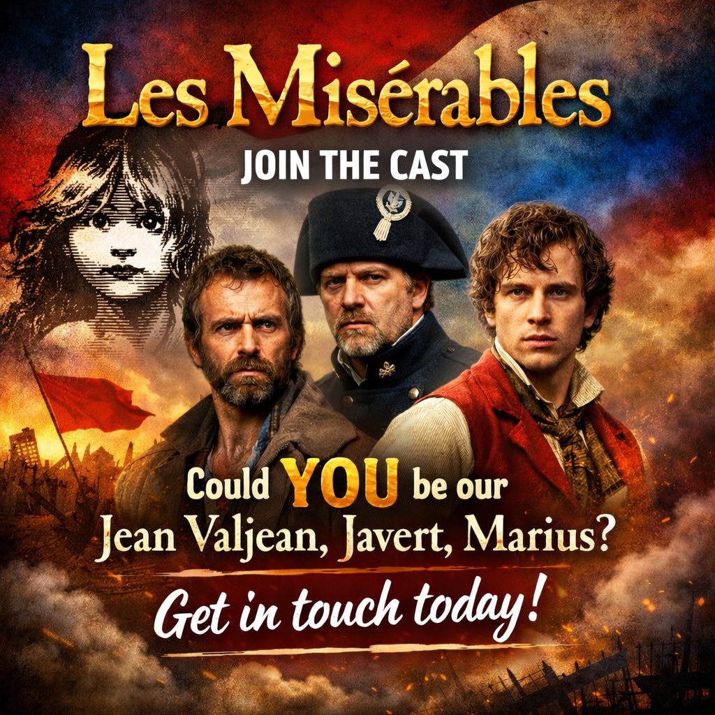 TPFWales's tweet photo. 🎭 JOIN THE CAST 🎭

🇫🇷 @TPFWales is casting Les Misérables: School Edition and are looking for male performers aged 15–18 to take on leading roles. 🇫🇷 

If you’ve got the voice, commitment and passion, we’d love to hear from you.

📩 Get in touch - info@tpf-academy.com https://t.co/DIkiYfDMEV