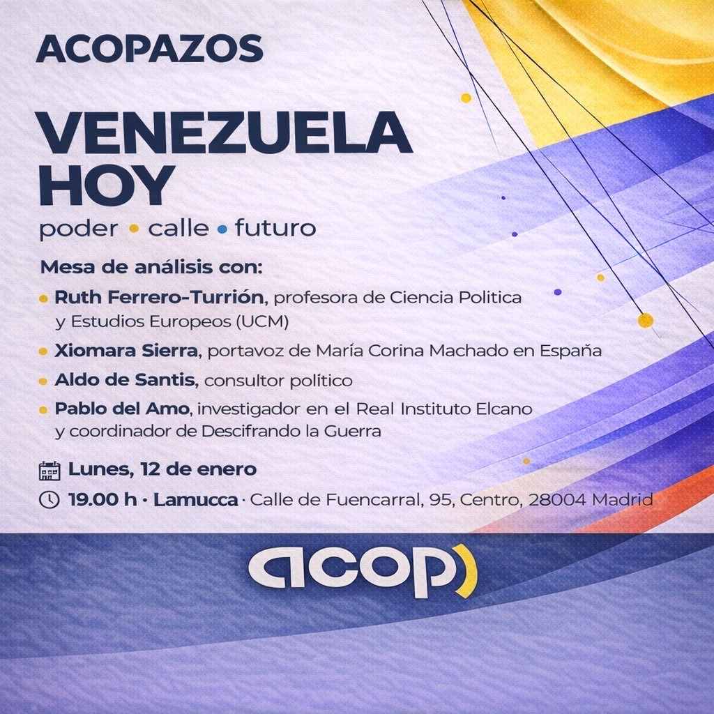 compolitica's tweet image. 🇻🇪 ¿Qué está pasando en Venezuela? Lo analizamos en una nueva edición de ACOPazos

🗓lunes 12/01
🕖 19:00 h
📍 Lamucca, C/ Fuencarral 95

Un panel de lujo para entender la actualidad con @ruthferrero_ @xiomarasierra @aldodesantis y @delamopablo 

Apúntate acop.playoffinformatica.com/actividad/31/A…