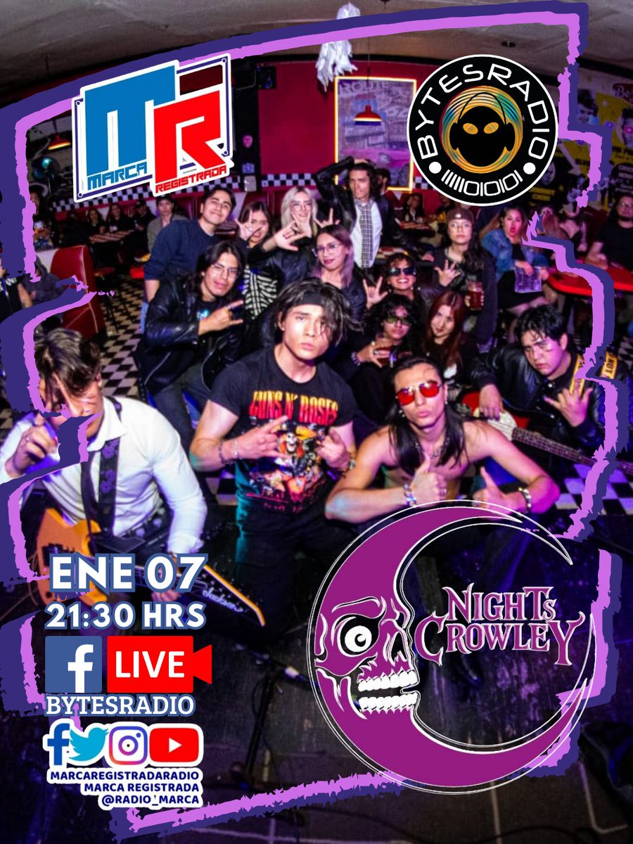 Este miércoles a las 21:30, nos acompaña Night's Crowley, banda emergente de metal con un sonido fresco, poderoso, y un enfoque visual impresionante, que están próximos a lanzar su primer sencillo #WannaKillMe Nos vemos hoy a través de la señal de <a href="/bytesradiomex/">BYTESRADIO</a> en #FacebookLive
