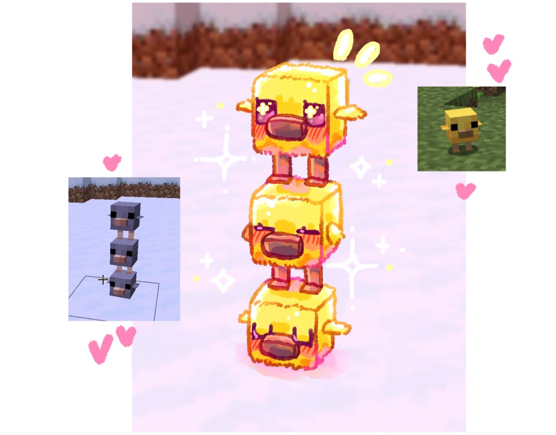nouconcept's tweet image. I love you, minecraft baby chicken,,, 🩷✨