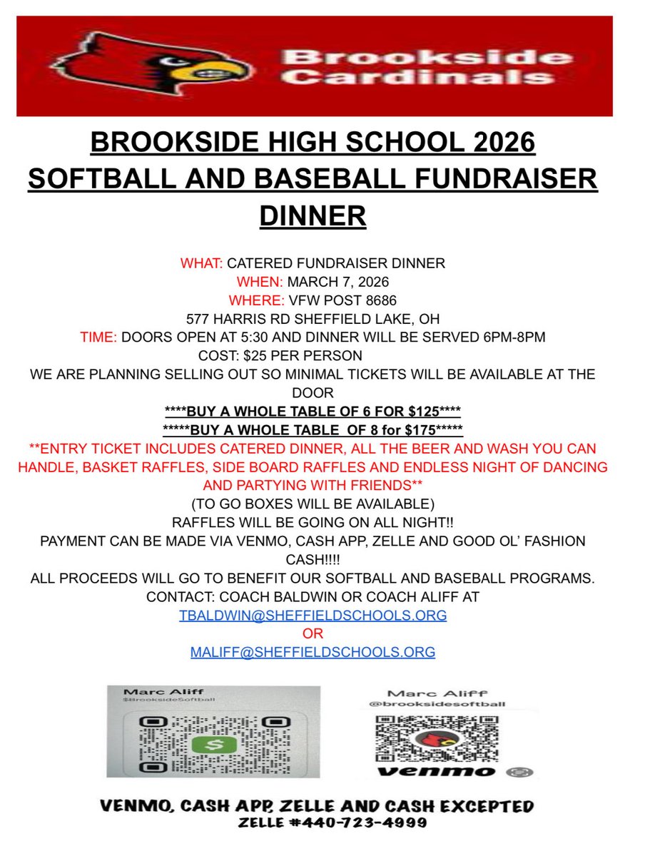 BrooksideBaseb's tweet image. Please see the photo below for information on our first ever Baseball/Softball Fundraiser night!! Please consider joining us for what should be an incredible evening!!