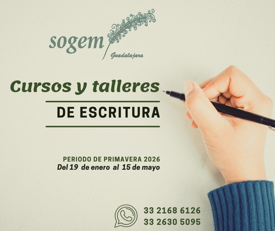 ¿Quieres ser escritor? Aprende con nosotros, 38 años de experiencia nos respaldan. Tenemos cursos y talleres de escritura. Periodo de Primavera del 19 de enero al 15 de mayo. ¡Inscripciones abiertas! Whatsapp. 3321686126 / 3326305095
wa.me/5213321686126
#TalleresdeEscritura