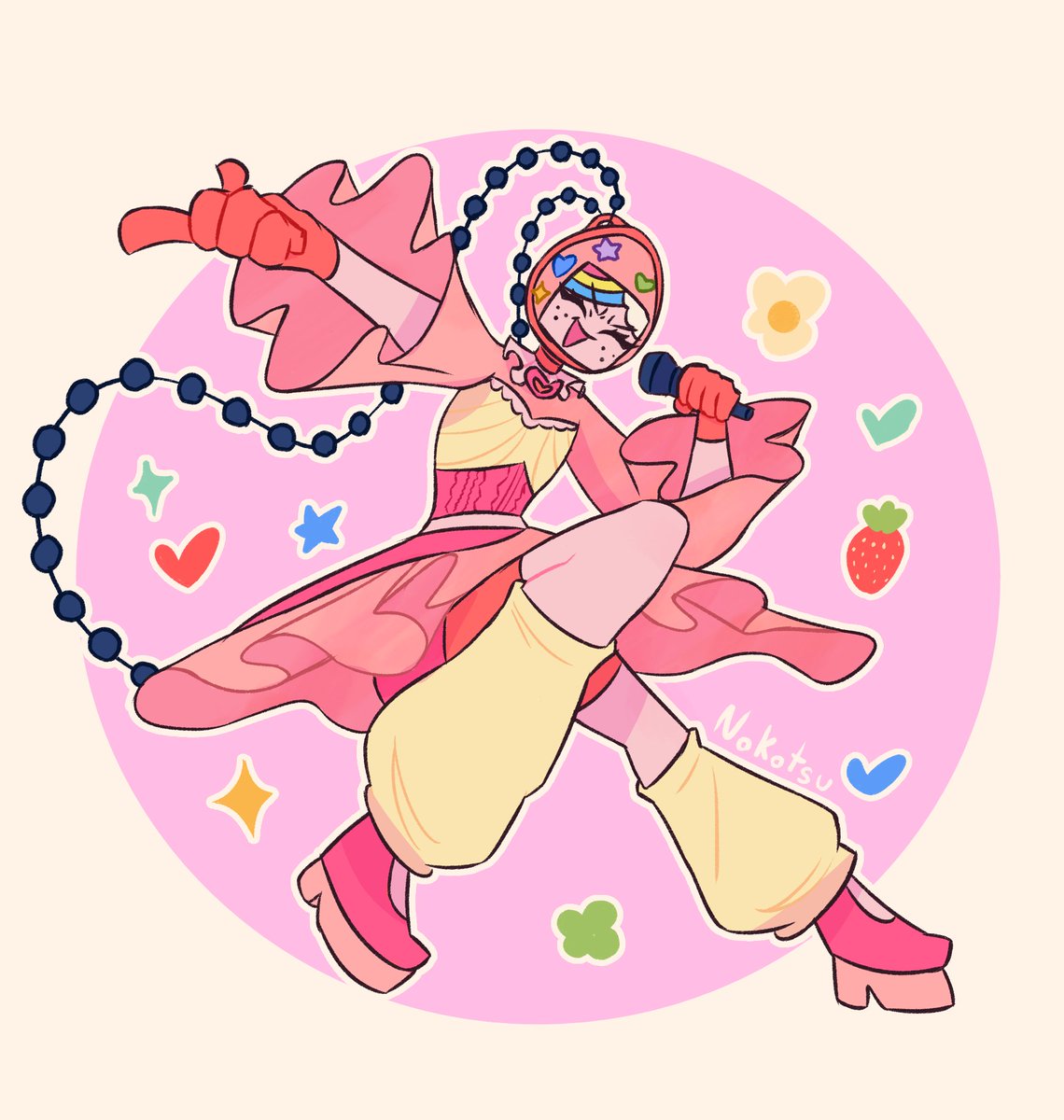 My oc of <a href="/chellustrates/">(on hiatus) chelsea 🪿</a> oc's Chichi she is a tomogatchi idol and she is THE diva!!