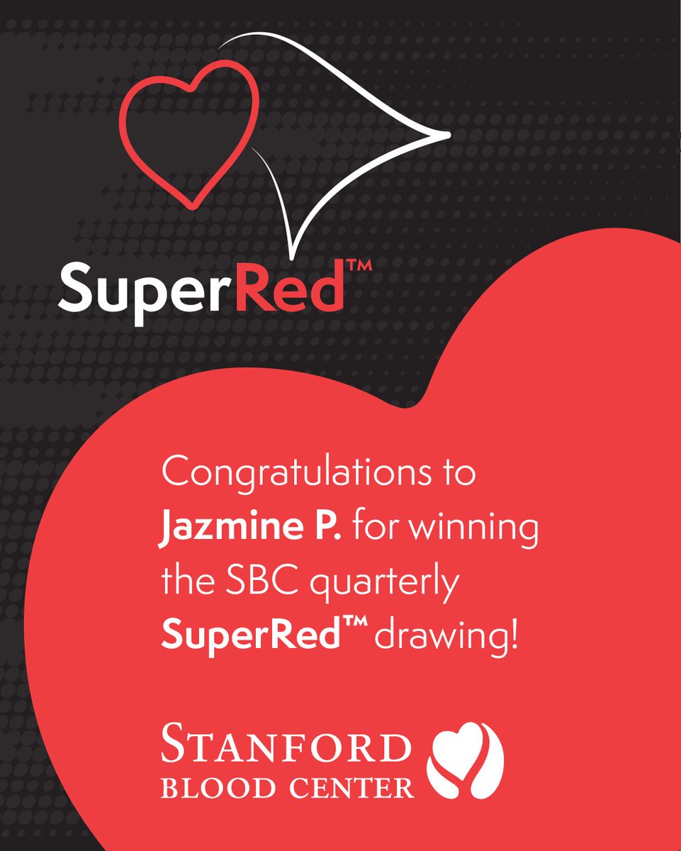 giveblood's tweet photo. A huge congratulations to Jazmine P., the winner of our quarterly SuperRed drawing! ❤️

#givebloodsbc #donatebloodsavelives #donateblood https://t.co/hkIwbqoyWa