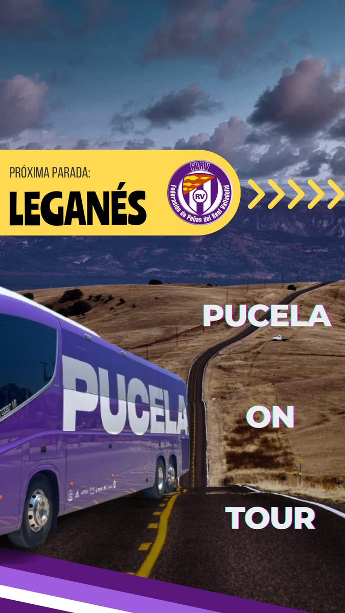 🤍💜⚽️ PUCELA ON TOUR

3 🚌🚌🚌 Pondrán rumbo a LEGANÉS este próximo DOMINGO día 11 para disputar el partido correspondiente a la Jornada 21 frente al Club Deportivo Leganés .

‼️‼️ÚLTIMAS PLAZAS DE BUS PARA EL VIAJE A LEGANÉS‼️‼️
Manda un e-mail a: