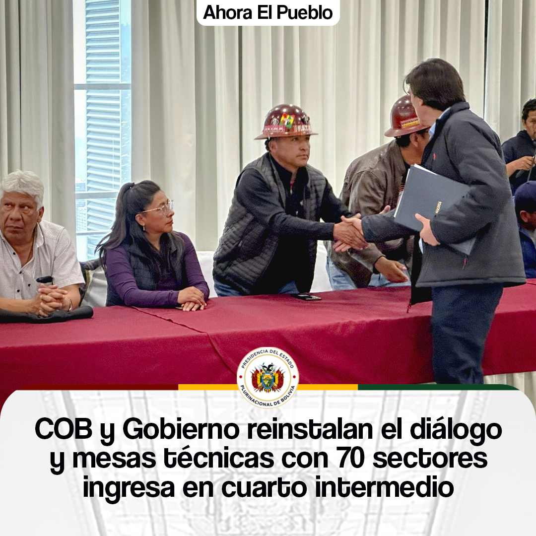 ahora_elpueblo's tweet image. 📌🗣️La dirigencia de la #COB y el #Gobierno, a través del ministro de Obras Públicas Mauricio Zamora y otras autoridades de Estado, reanudaron el diálogo por el Decreto Supremo 5503 en Casa Grande del Pueblo.  📷Más información aquí 👇

 facebook.com/AhoraElPueblo/…
