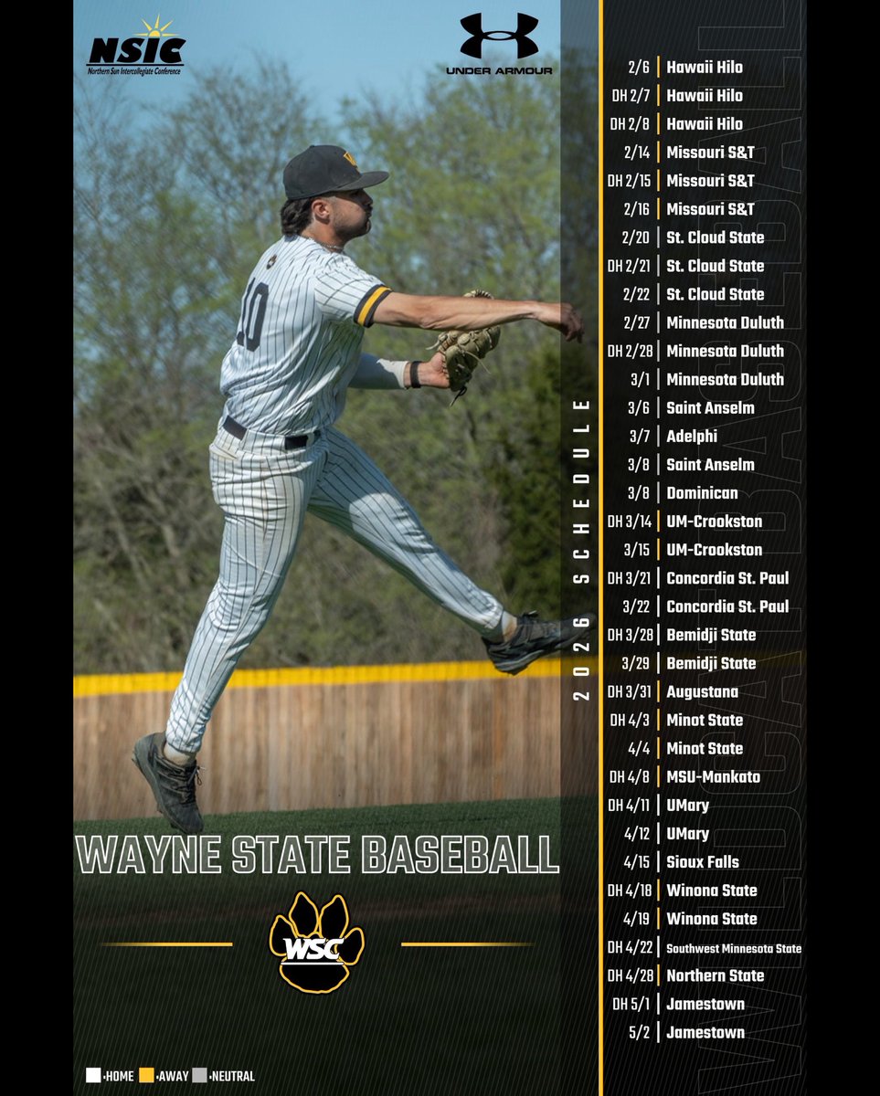 WSCBB's tweet image. Baseball is coming soon! Here’s a look at the Wildcats season schedule. The Cats will be heading to Hawaii for their first action of the season in a 5 game series vs the University of Hawaii at Hilo!