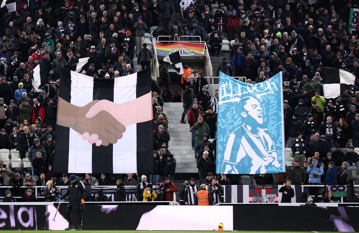 NUFC's tweet image. No room for racism. Anywhere. 🤝🖤🤍