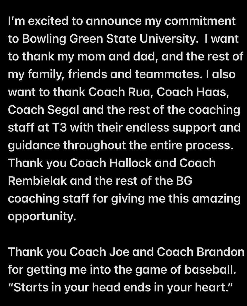 Press_Damien's tweet photo. I’m excited to announce my commitment to Bowling Green State University! I want to thank my family and friends. Thank you T3 staff for guiding me and helping me through the entire process. Thank you Coach Hallock and Coach Rembielak for giving me this amazing opportunity. https://t.co/phNUz0NhNV