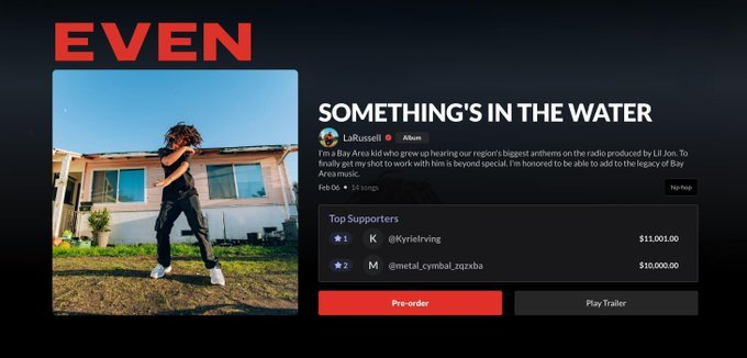 🔺The music industry is being rewritten on <a href="/avax/">Avalanche🔺</a>!

A fan paying $11,001 for an album (Kyrie Irving), a platform (<a href="/even_biz/">EVEN</a>) running its own L1 infrastructure, and an ecosystem where 97% of fans voluntarily pay more than the minimum.

This is the future of music.

⭐Middlemen