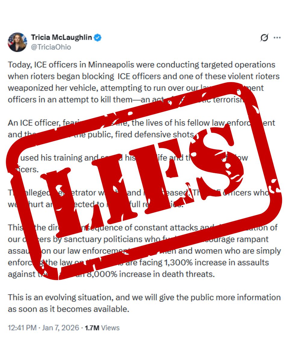 Everything the Trump administration is saying about the ICE shooting in Minneapolis is a LIE.
Th...