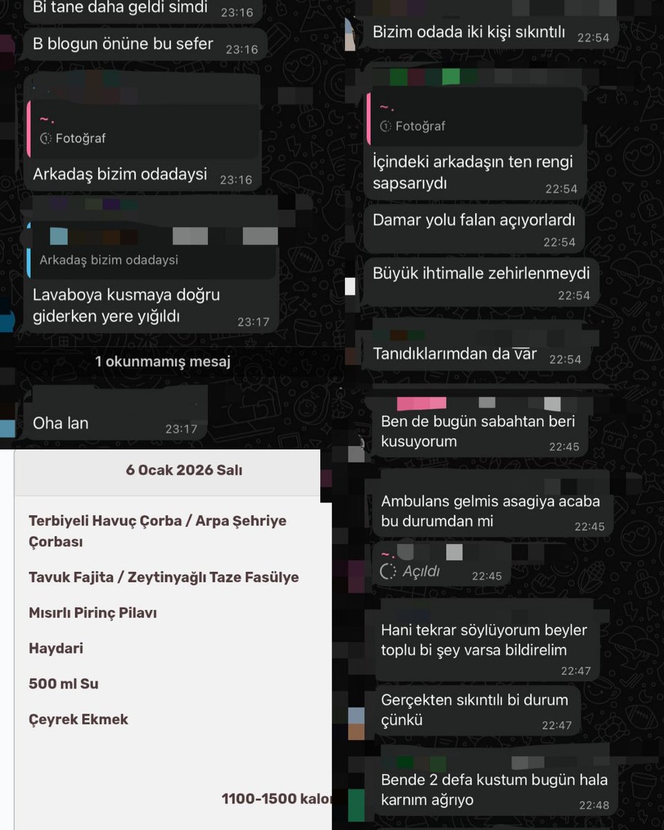 Ege Üniversitesi KYK Erkek Öğrenci Yurdu'nda dün (06.01.2026) menüde çıkan tavuk fajita ve pilavı yedikten birçok öğrencinin dün ve bugün rahatsızlanıp zehirlendiği, yurda çok sayıda ambulansın geldiği haberini aldık.

Sorumlulardan derhal açıklama bekliyoruz.