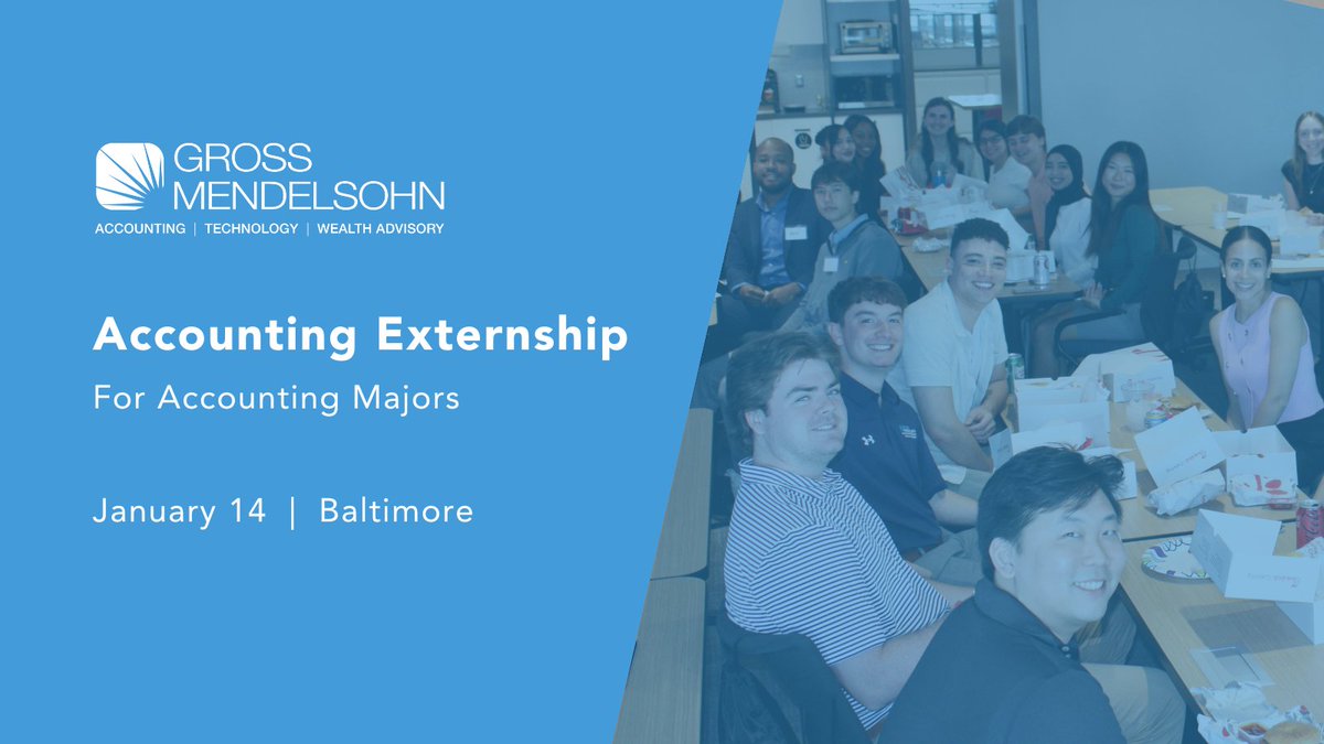 ⏰ Countdown to accounting externship day!

We’re just ONE week away from Gross Mendelsohn’s accounting externship on Jan 14 — and we can’t wait to meet the next generation of accountants!

Register: hubs.li/Q03SSbSt0
