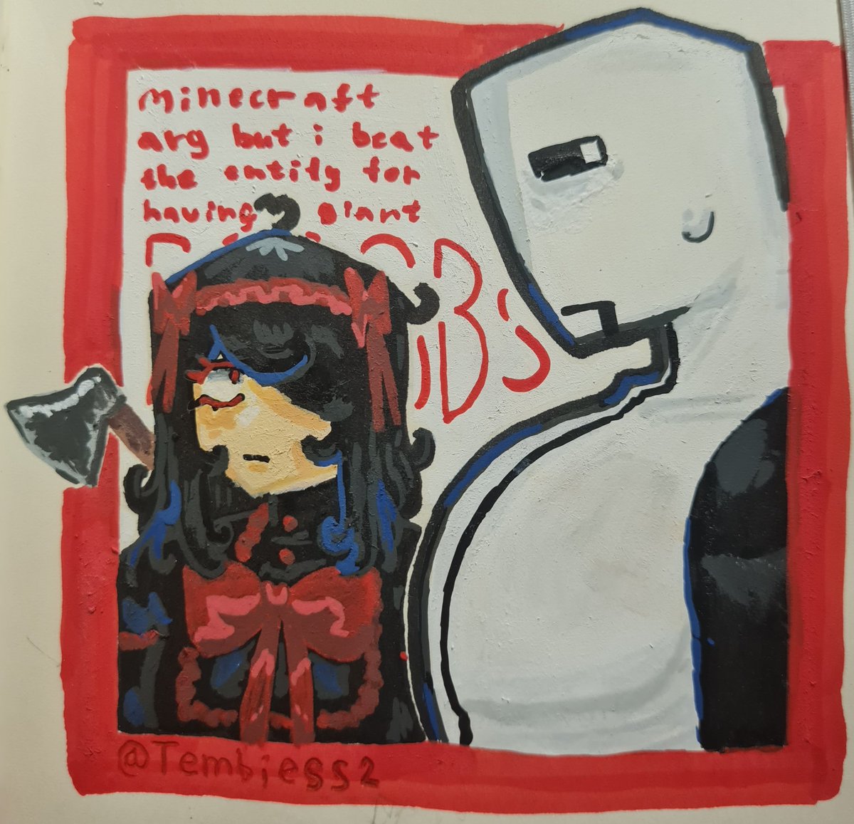 Tembiess2's tweet photo. minecraft arg but i beat the entity for having giant BOO- *gets shot*

(xow and seo from ikjseo's series "untitled minecraft arg" on tiktok!! CHECK IT OOOOUUUUUUTTTTTTTTT) 

#UntitledMinecraftARG https://t.co/tFYHdVss6T