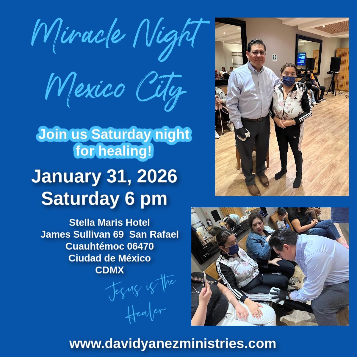 davidyanez's tweet photo. Miracle City Nights will kick off in Mexico City on January 31, 2026! Join us for an evening dedicated to praying for the sick. We will be establishing a monthly miracle night in Mexico City, and we ask for your prayers for a future building for Miracle City!

https://t.co/bxH7vU6KcX

Donate Now - https://t.co/PoCWvWuNWG

CashApp - $midwatch

Venmo - midwatch

https://t.co/UwTt4bfEGD

Zelle - 346-617-4935 David Yanez

David Yanez Ministries
PO Box 5172 
Kingwood, TX 77325