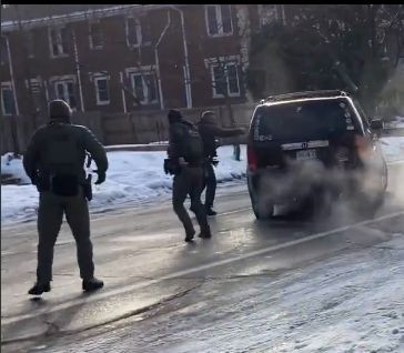 This is not a picture of someone engaged in self defense.  Nor does it show someone carefully aiming their weapon so as to to disable a moving vehicle to facilitate an arrest.  This is a federal agent choosing to murder.