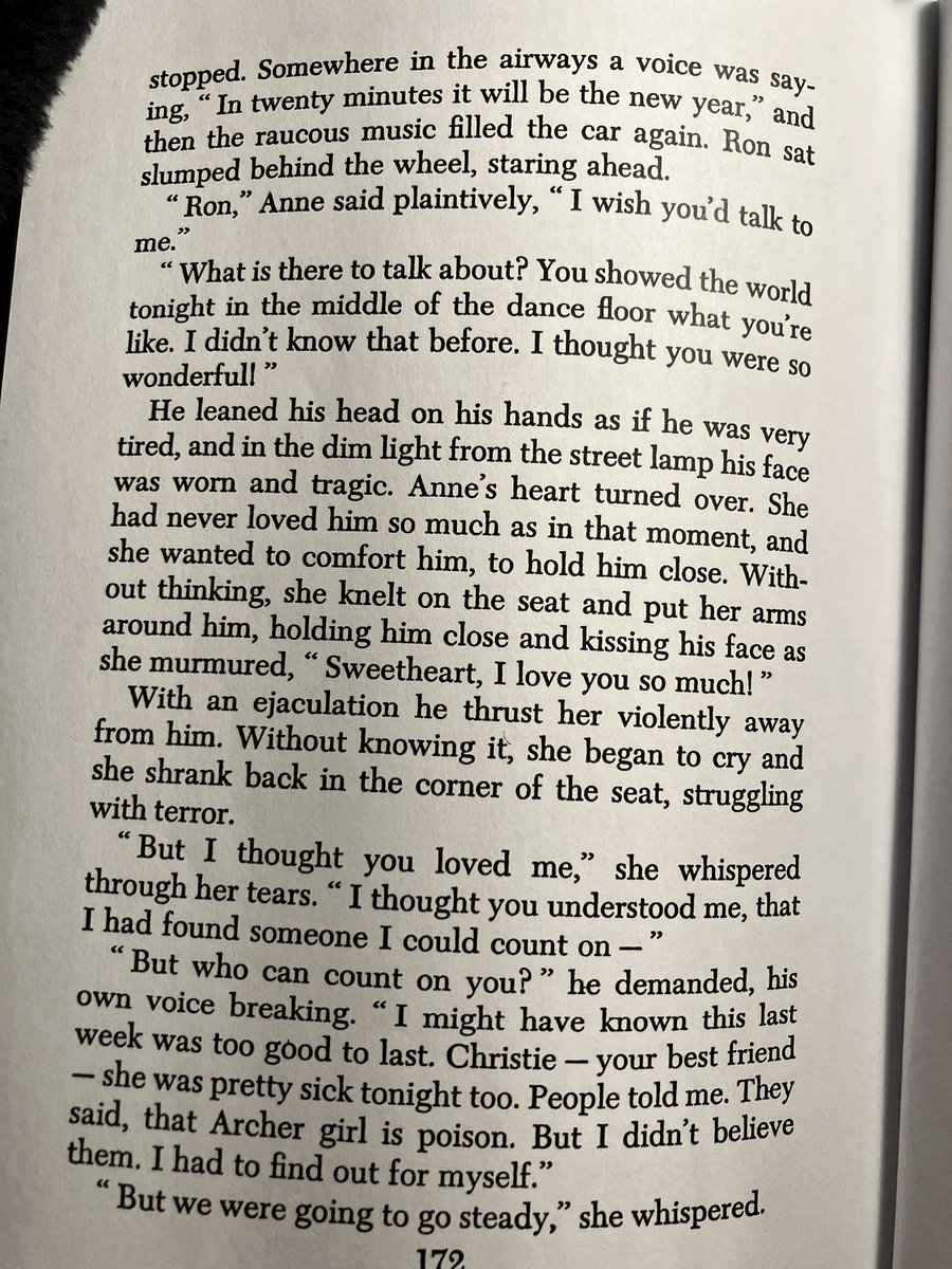 LillianLeaBooks's tweet photo. Everyone’s angry with Anne now. Christie ends their friendship, and Ron’s through with her, too. 

He takes Anne home well before midnight and returns to the dance to try to win Polly back.

And Anne is left all alone, crying at midnight.

The end.

Do you think Anne finally learns her lesson and grows up after this dance debacle, or is she the sort of society girl who will always remain selfish and self-absorbed no matter how many relationships it ruins?

Let me know your thoughts on how life ultimately turns out for women like THAT ARCHER GIRL…

🧵: 14/14