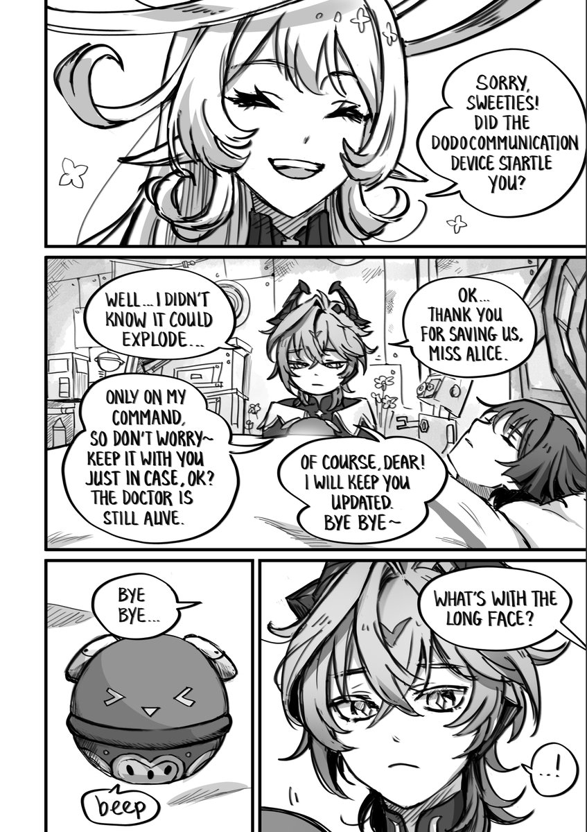 Missing parts [3/10]

Durin and Albedo try to help scara who acts like he doesn't gaf. 
I completed the sketches and dialogue for this comic before November and didn't change them according to the new archon quests, so everything will clash with canon. Please have mercy on me xD 