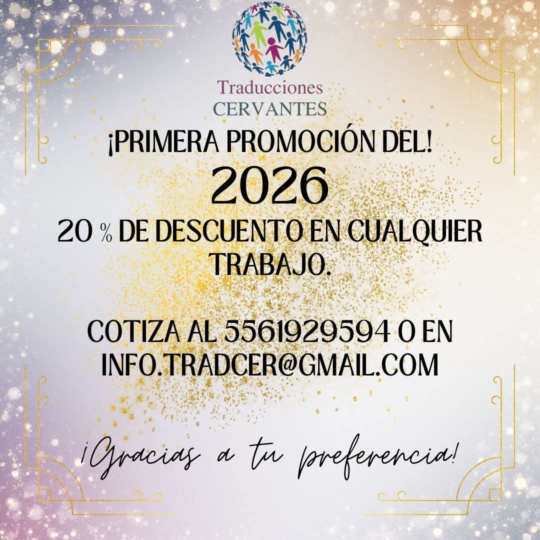TradCervantes's tweet photo. Servicio de traducciones profesionales.
Cotiza al 5561929594 o en info.tradcer@gmail.com https://t.co/FY5jhF4wJH