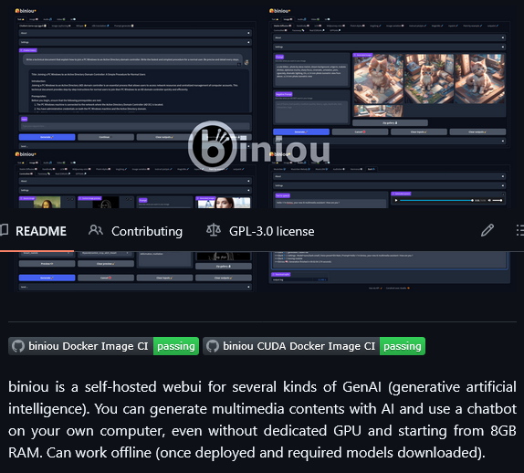 Runs Generative AI, without a GPU on 8GB RAM Computer.🙃

A self-hosted for 30+ generative AI, you can generate multimedia contents locally on your potato computer.

- github.com/Woolverine94/b…

#Ai #genai #infosec