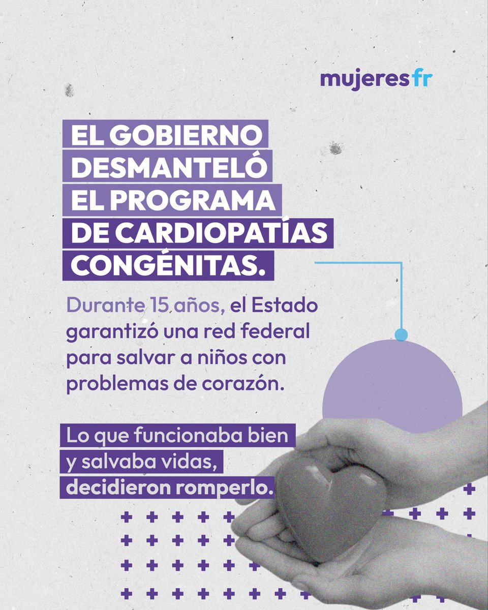 frmujeresok's tweet image. LA SALUD NO ES UN PRIVILEGIO NI UNA MERCANCÍA

El Gobierno decidió desmantelar una política pública que garantizaba diagnóstico, traslados y cirugías a bebés con malformaciones cardíacas.

La salud infantil es un derecho, no puede ser una variable de ajuste.