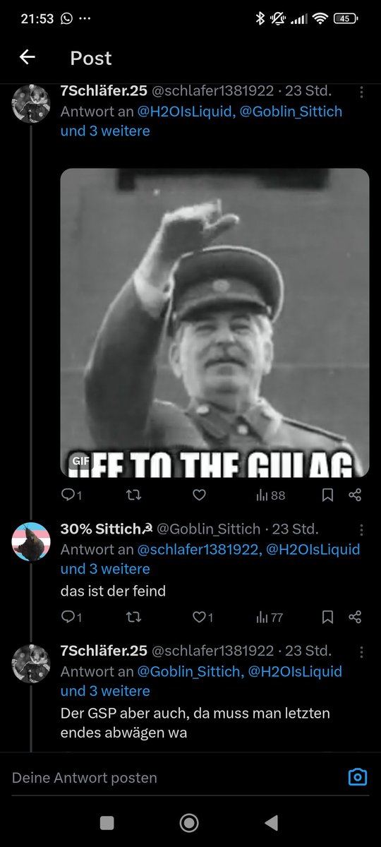 Endlich wieder Leute ins Gulag wenn sie was falsches sagen 😍