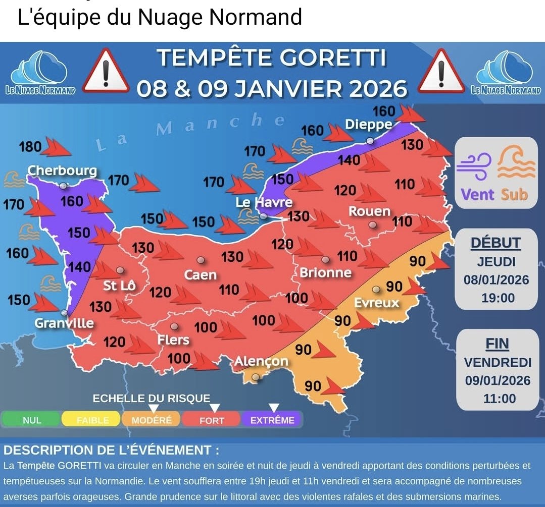 Après la neige la tempête sur la <a href="/RegionNormandie/">Région Normandie</a> qui va impactée les circulations <a href="/train_nomad/">SNCF NOMAD TRAIN</a> en même temps avec des prévisions à 150-180 km/h.

Bon en même temps avec des prévisions comme ça c'est un coup  à finir chauve 

<a href="/UsagersSNCF/">UsagerSNCF - #ADURN ParisRouenLeHavre</a> <a href="/udupc14/">🚅UDUPC : Usagers du Paris-Caen-Cherbourg</a>