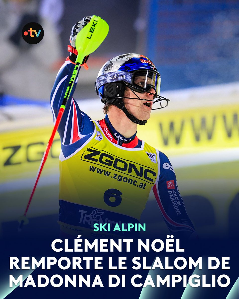francetvsport's tweet photo. 🎿 #MadonnaDiCampiglio｜🇨🇵 DEUX FRANÇAIS SUR LE PODIUM DU PREMIER SLALOM DE L’ANNÉE !

🤩 Un temps en tête après la deuxième manche, Paco Rassat termine finalement à la troisième place. Il est battu un autre tricolore, Clément Noël, qui est parvenu à faire mieux en Italie ! https://t.co/L9gPK9drct