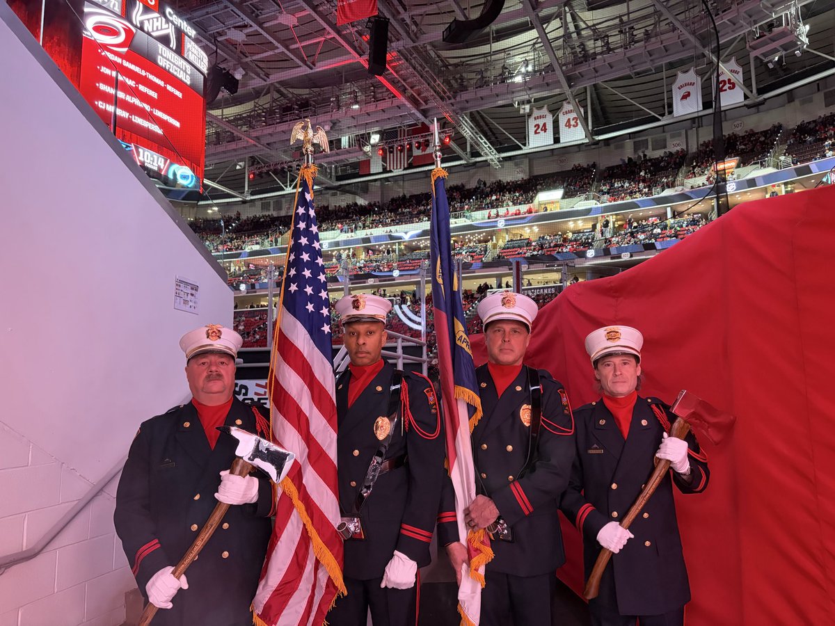 cityofwsfire's tweet photo. #WSFire Honor Guard looking so fresh and so clean presenting colors at the @Canes game. https://t.co/7tq0PRSopF