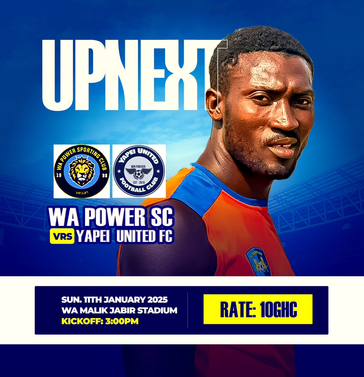 Another home game!!
📍Yapei United FC
🗓️ Sunday 11th January 2026
🏟️ Wa Malik Jabir Stadium 
⏰ 3:00pm
🎫 10 cedis 
#Wecan #poweryapei #dolwk15