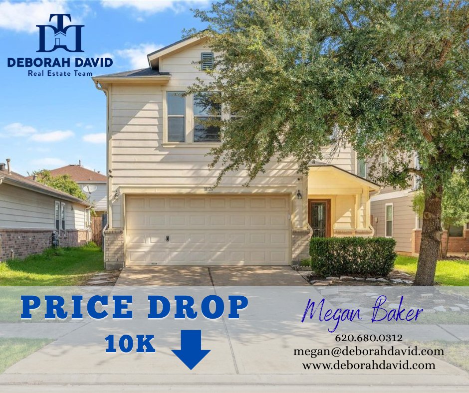 DebDavidTeam's tweet photo. 🚨 $10K PRICE DROP! 🚨
18126 Temple Hill Ln | Cypress, TX
Now $265,000 🏡
4 bed, 2.5 bath w/ new roof, A/C &amp; water heater (Aug 2025) ✔️
Screened porch + room to add your style.
📱832-628-8880
📧 Hello@deborahdavid.com
https://t.co/CpUORgXyMb https://t.co/bHpMYWdjcG